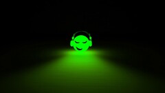 headphones digital art Green Simple Background