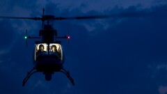 Helicopters night vehicle blue Men clouds sky