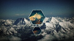 hexagon digital art geometric figures Mountains nature landscape