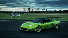 Honda honda nsx airplane Car green cars colored wheels planes