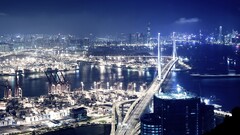 Hong Kong victoria harbour night China City Lights Asia