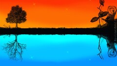 horizon colorful Trees abstract artwork orange blue cyan