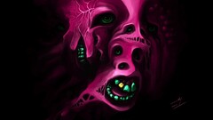 horror artwork pink teeth