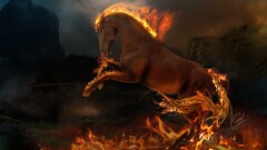 horse fantasy art fire Animals digital art flame painter Mammals