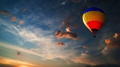 hot air balloons sky sunlight clouds