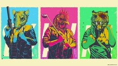 hotline miami video games collage video game art colorful mask