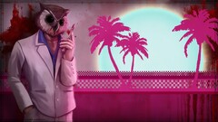 hotline miami video games mask pink background blood suits