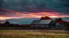 House plains sunset sky sunlight clouds field dusk
