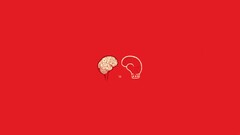 humor brain red Minimalism red background