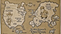 humor world map caricature Poland politics RONALD REAGAN sepia