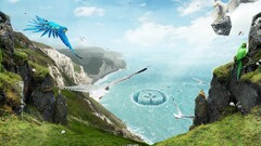 Island digital art landscape nature Birds Animals