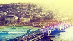 Istanbul cityscape Bridge traffic water