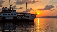 Istanbul ship Sea sunset Turkey sunlight