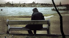 Istanbul Turkey bench mosque Men cityscape