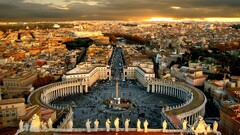 Italy Church Rome vatican city aerial view panorama sunlight