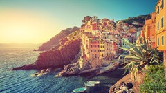 Italy Sea landscape cityscape boat cinque terre riomaggiore