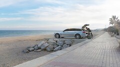 Jaguar XF beach Sea Car silver cars vehicle jaguar Jaguar (car)
