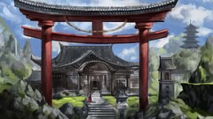Japan fantasy art temple