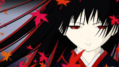 jigoku shoujo Anime anime girls leaves face red eyes dark hair