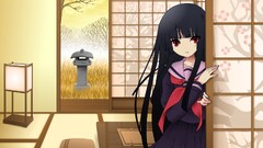 jigoku shoujo anime girls Anime women indoors indoors red eyes