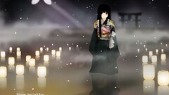 jigoku shoujo enma ai dark hair standing lights lantern Anime