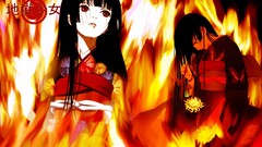 jigoku shoujo enma ai fire dark hair Anime anime girls red eyes