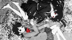 jigoku shoujo Flowers Anime anime girls two women legs barefoot