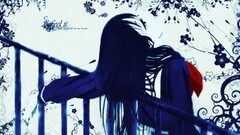 jigoku shoujo Flowers dark hair twigs long hair anime girls