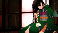 jigoku shoujo kimono enma ai anime girls red eyes dark hair