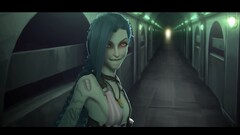 Jinx (League of Legends) video games smirk looking at viewer