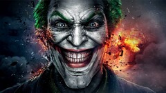 joker Batman green hair villains face artwork