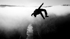 jumping clouds monochrome landscape