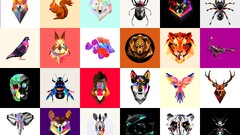 justin maller Animals low poly Facets collage artwork