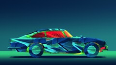 justin maller Facets Car blue vehicle digital art gradient 3d