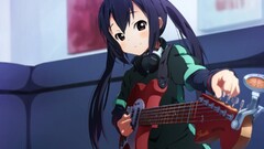 k - on nakano azusa guitar purple hair musical instrument Anime