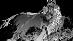 Katana samurai skull armor staff spear fantasy art warrior