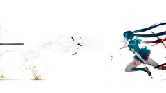 Katana twintails sniper rifle Barrett M82 anime girls Anime