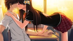 kissing school uniform anime girls Anime