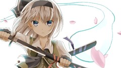 konpaku youmu touhou sword Katana anime girls silver hair Anime