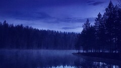 Lake nature landscape blue evening reflection water forest Trees