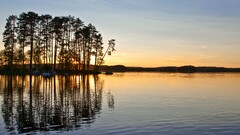 Lake sunset water reflection sunlight Trees