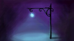 Lamp Minimalism artwork fantasy art purple background cyan