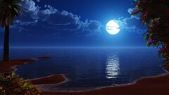 landscape artwork moon beach Sea