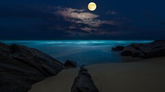 landscape beach moon Sea