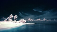 landscape beach Sea digital art sky clouds water cgi nature