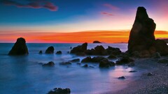 landscape beach Sea orange sky rocks