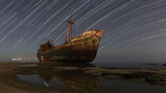 landscape beach wreck boat abandoned vehicle long exposure ship