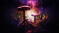 landscape digital art sky Stars Space Plants mushroom