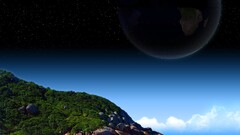 landscape digital art Stars Green rock space art sky