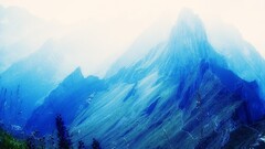 landscape Flowers Mountains nature cyan blue